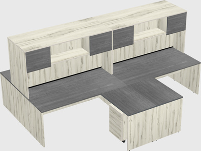 Quad l-shaped office desks