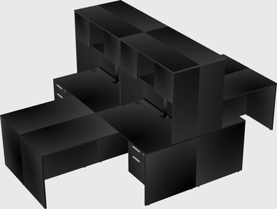 Quad l-shaped office desks