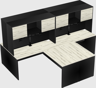 Quad l-shaped office desks