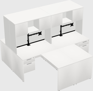 Quad l-shaped office desks