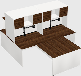 Quad l-shaped office desks