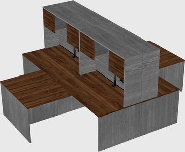 Quad l-shaped office desks