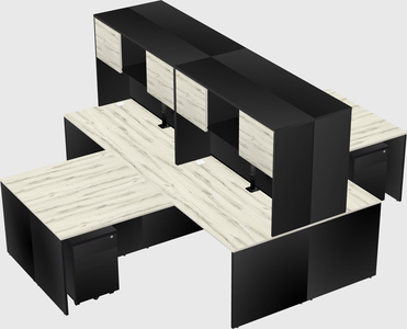Quad l-shaped office desks