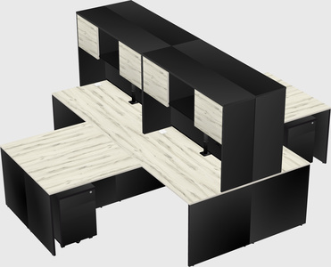 Quad l-shaped office desks