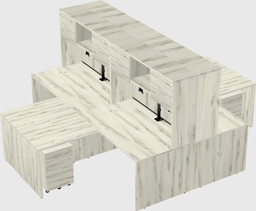 Quad l-shaped office desks
