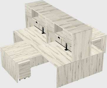 Quad l-shaped office desks