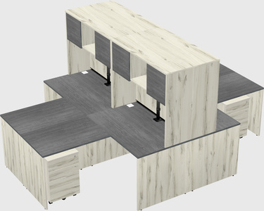 Quad l-shaped office desks