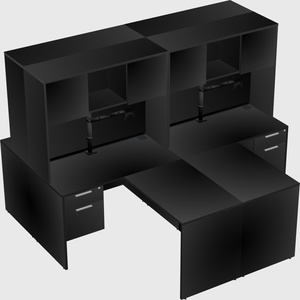 Quad l-shaped office desks