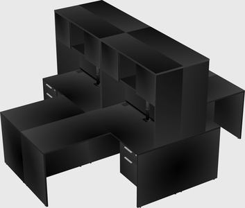 Quad l-shaped office desks