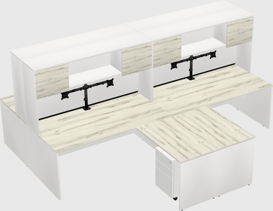 Quad l-shaped office desks
