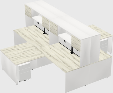 Quad l-shaped office desks