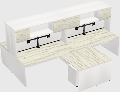 Quad l-shaped office desks