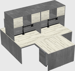 Quad l-shaped office desks