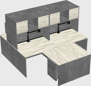 Quad l-shaped office desks