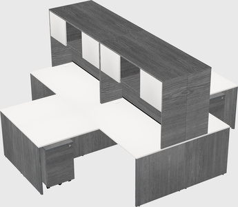 Quad l-shaped office desks