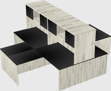 Quad l-shaped office desks