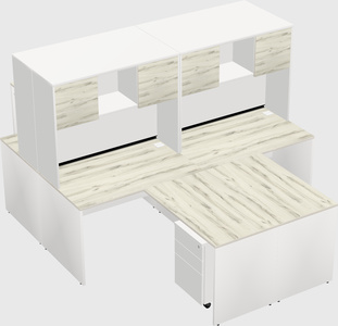 Quad l-shaped office desks