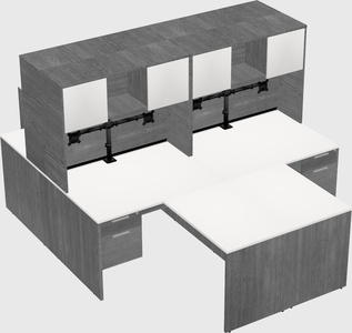 Quad l-shaped office desks