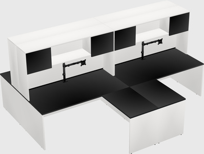 Bureaux de bureau quadruples en forme de l