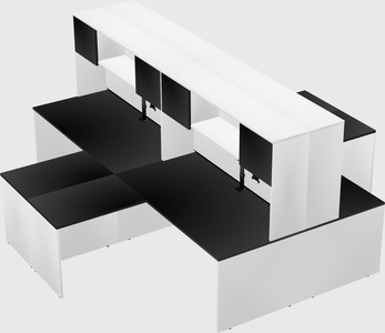 Quad l-shaped office desks