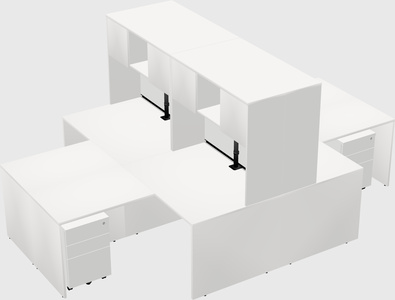 Quad l-shaped office desks
