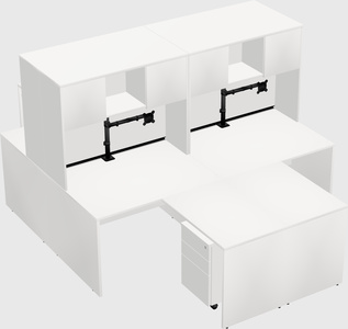 Quad l-shaped office desks