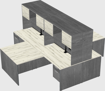 Quad l-shaped office desks