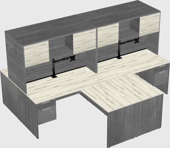 Quad l-shaped office desks