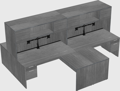 Quad l-shaped office desks