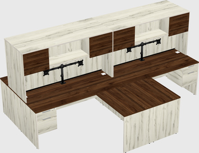 Quad l-shaped office desks
