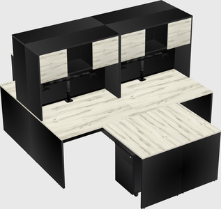 Quad l-shaped office desks