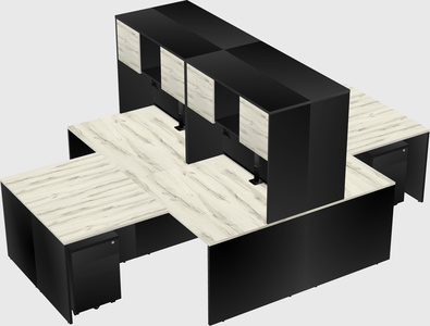 Quad l-shaped office desks