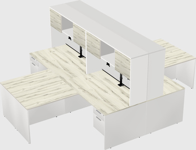 Quad l-shaped office desks