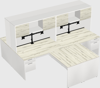 Quad l-shaped office desks
