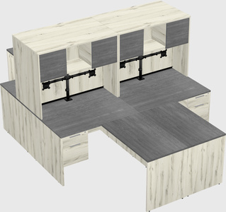 Quad l-shaped office desks