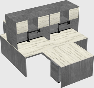 Quad l-shaped office desks
