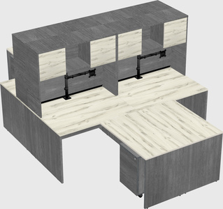 Quad l-shaped office desks
