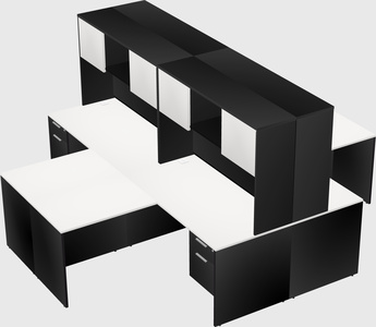 Quad l-shaped office desks