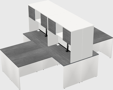Quad l-shaped office desks