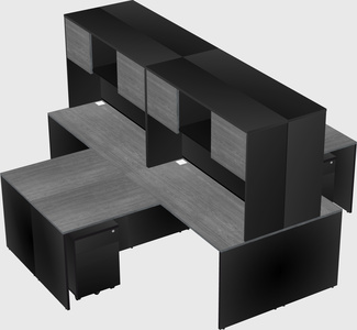 Quad l-shaped office desks