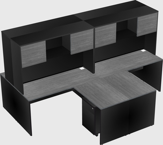 Quad l-shaped office desks