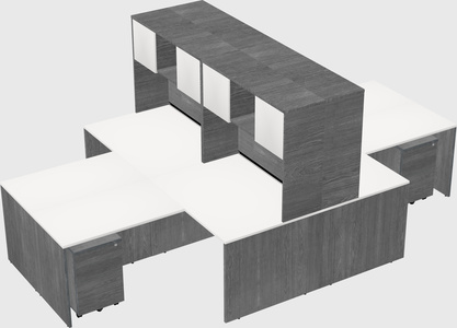 Quad l-shaped office desks