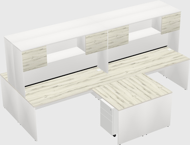 Quad l-shaped office desks