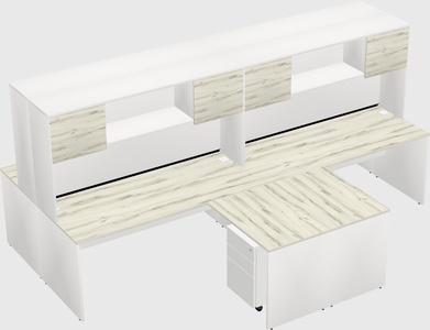 Quad l-shaped office desks