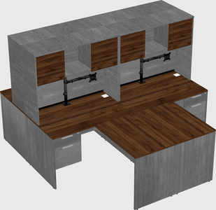 Quad l-shaped office desks