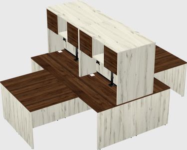 Quad l-shaped office desks