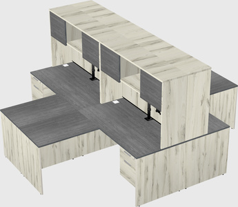 Quad l-shaped office desks