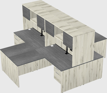 Quad l-shaped office desks
