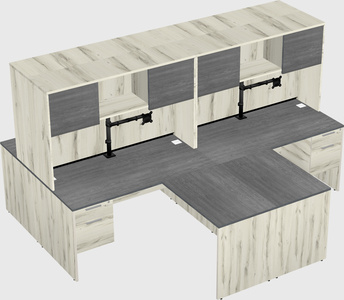 Quad l-shaped office desks
