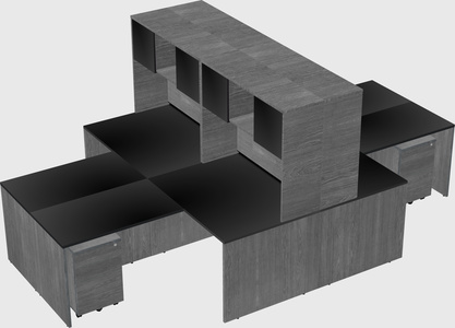 Quad l-shaped office desks